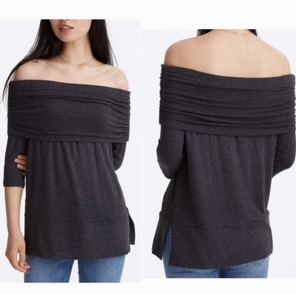 NWOT Lou & Grey Grey Off Shoulder Knit Top